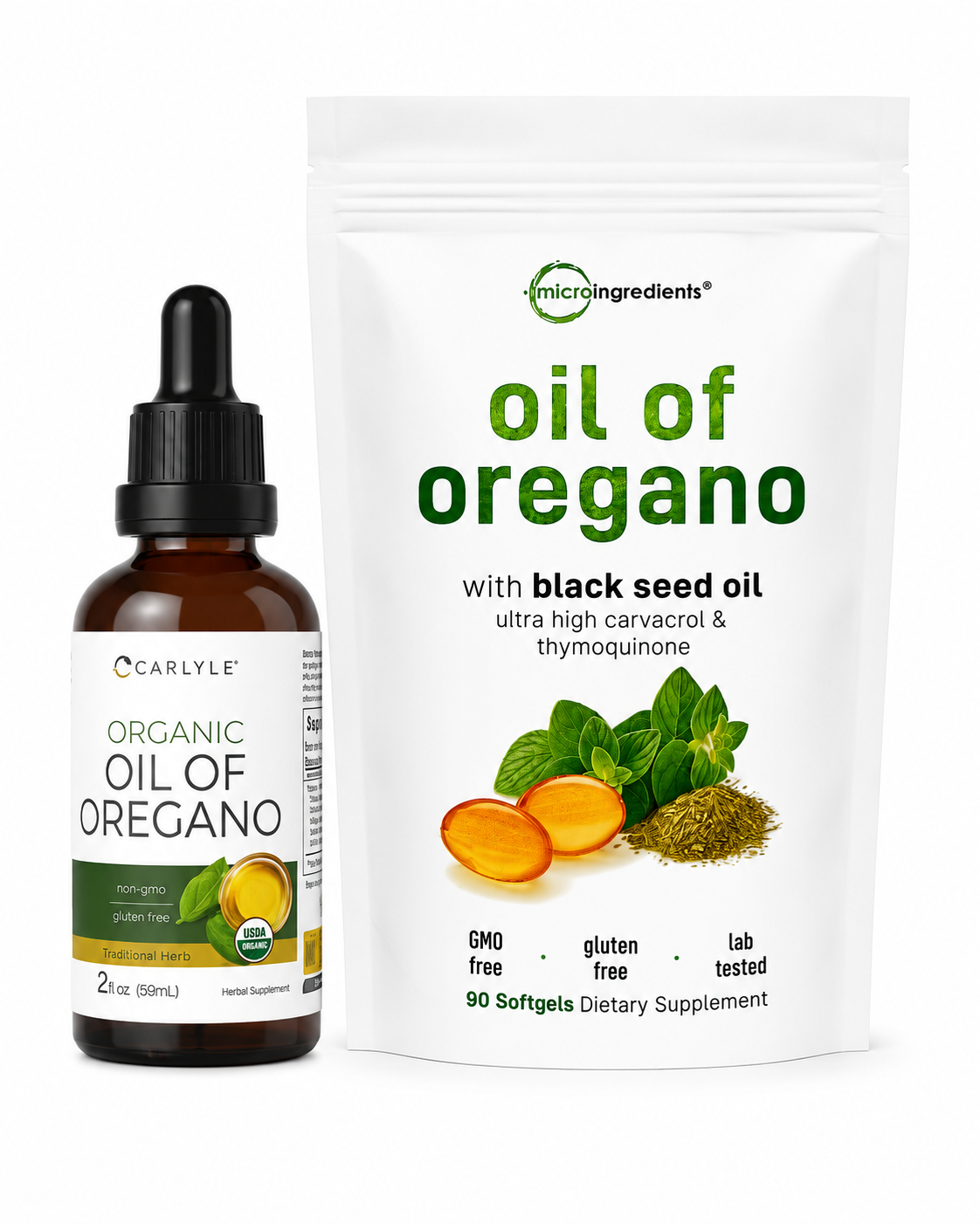 Combo Orégano Premium - frasco de gotas y cápsulas Black Seed Oil