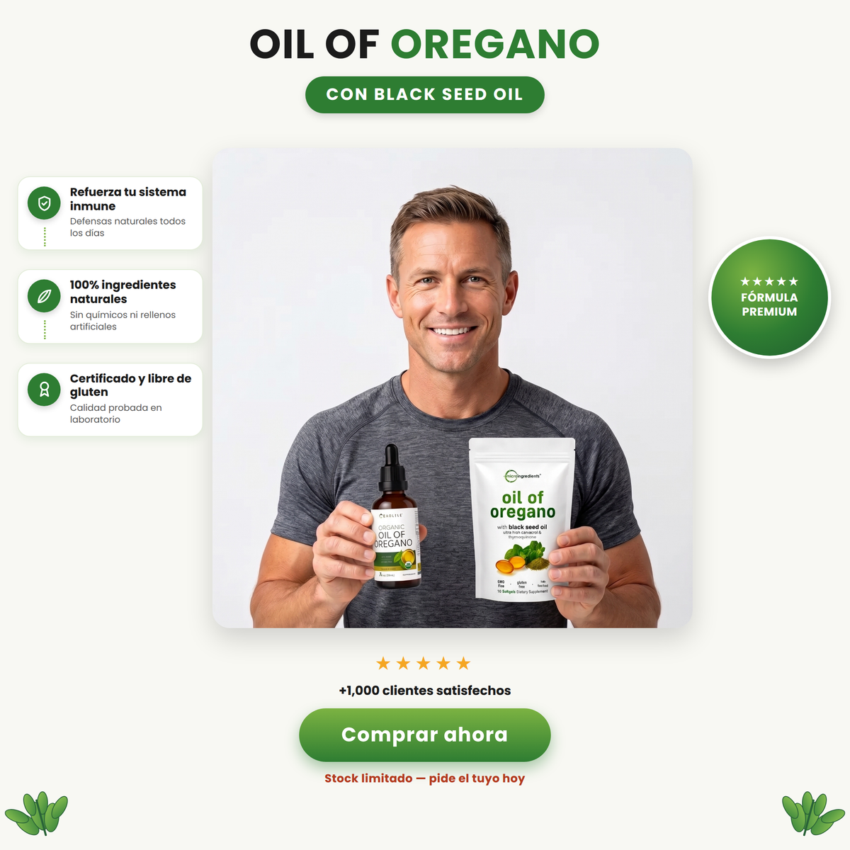 Combo Orégano Premium — Gotas + Cápsulas con Black Seed Oil